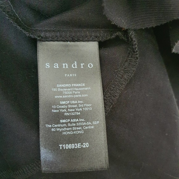 Sandro Paris Selena Embroidered Ruffle Asymmetric Peplum Top Women's Size S/M - Picture 5 of 8